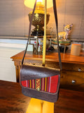 Handmade Peruvian Leather Crossbody Bag Woven Textile Boho Artisan Shoulder Purse