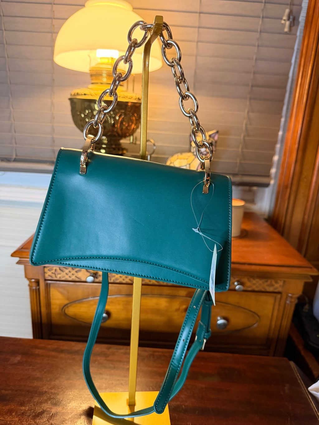 Francesca's Emerald Green Chain Strap Crossbody Bag New With Tags Shoulder Purse