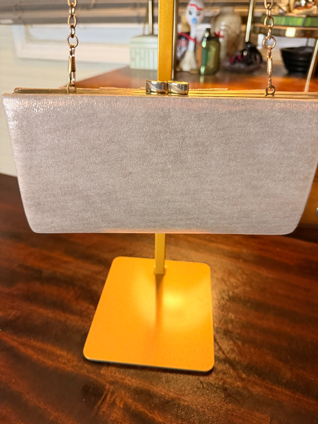 Vintage Silver Satin Evening Clutch