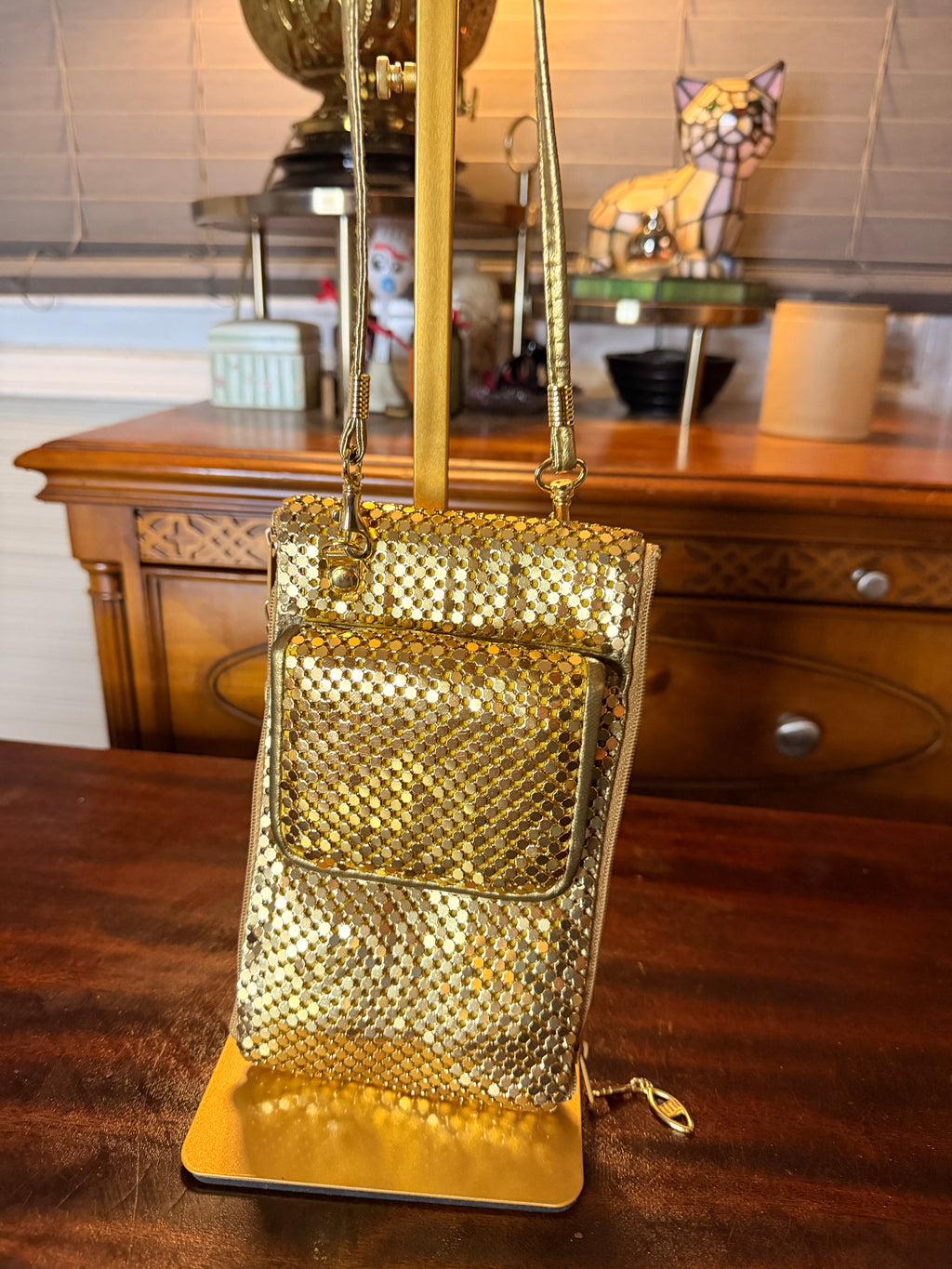 Gold Mesh Crossbody Bag