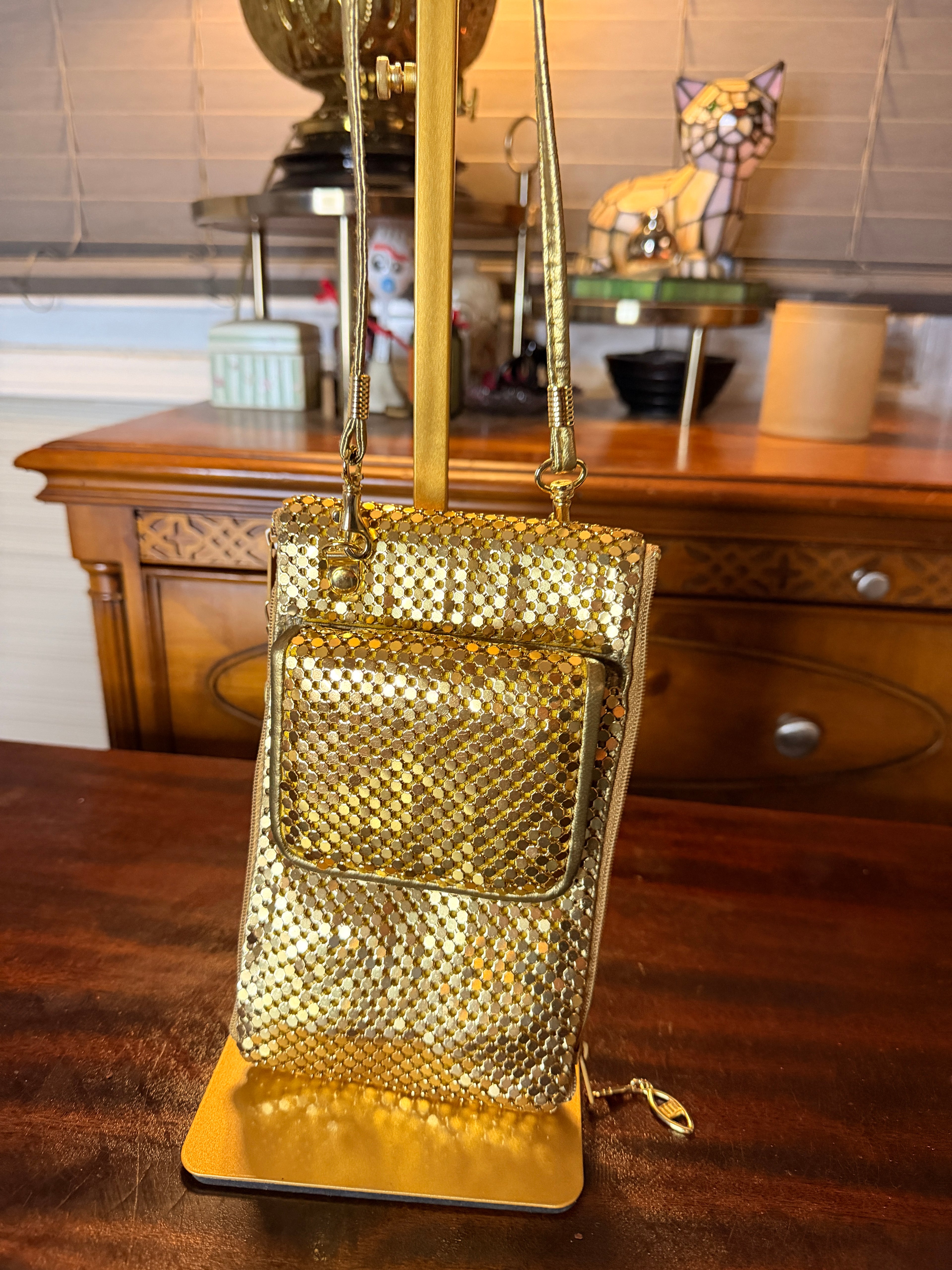 Gold Mesh Crossbody Bag