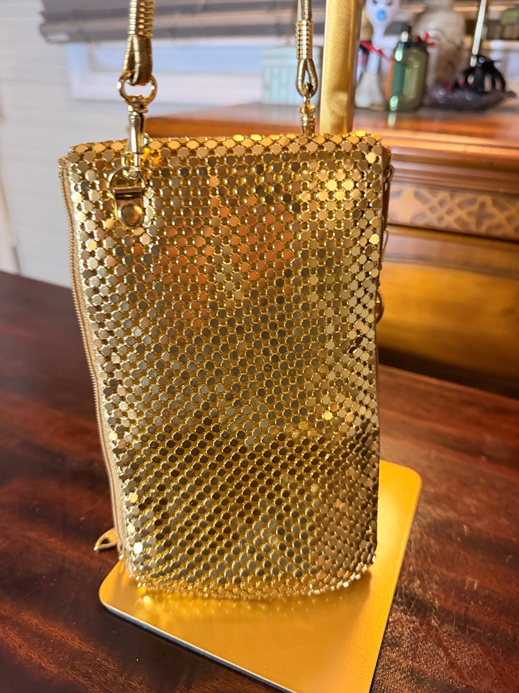 Gold Mesh Crossbody Bag
