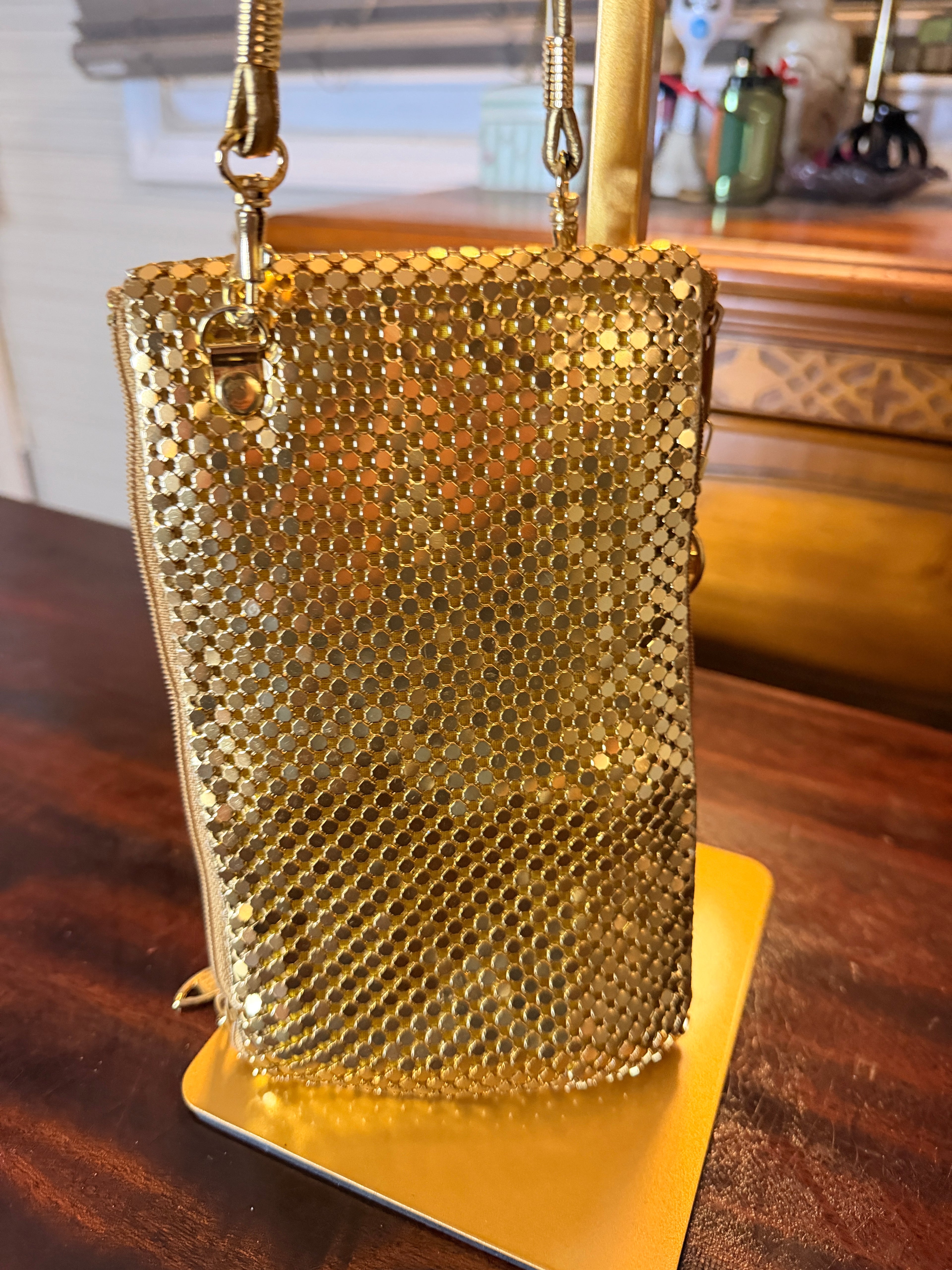 Gold Mesh Crossbody Bag
