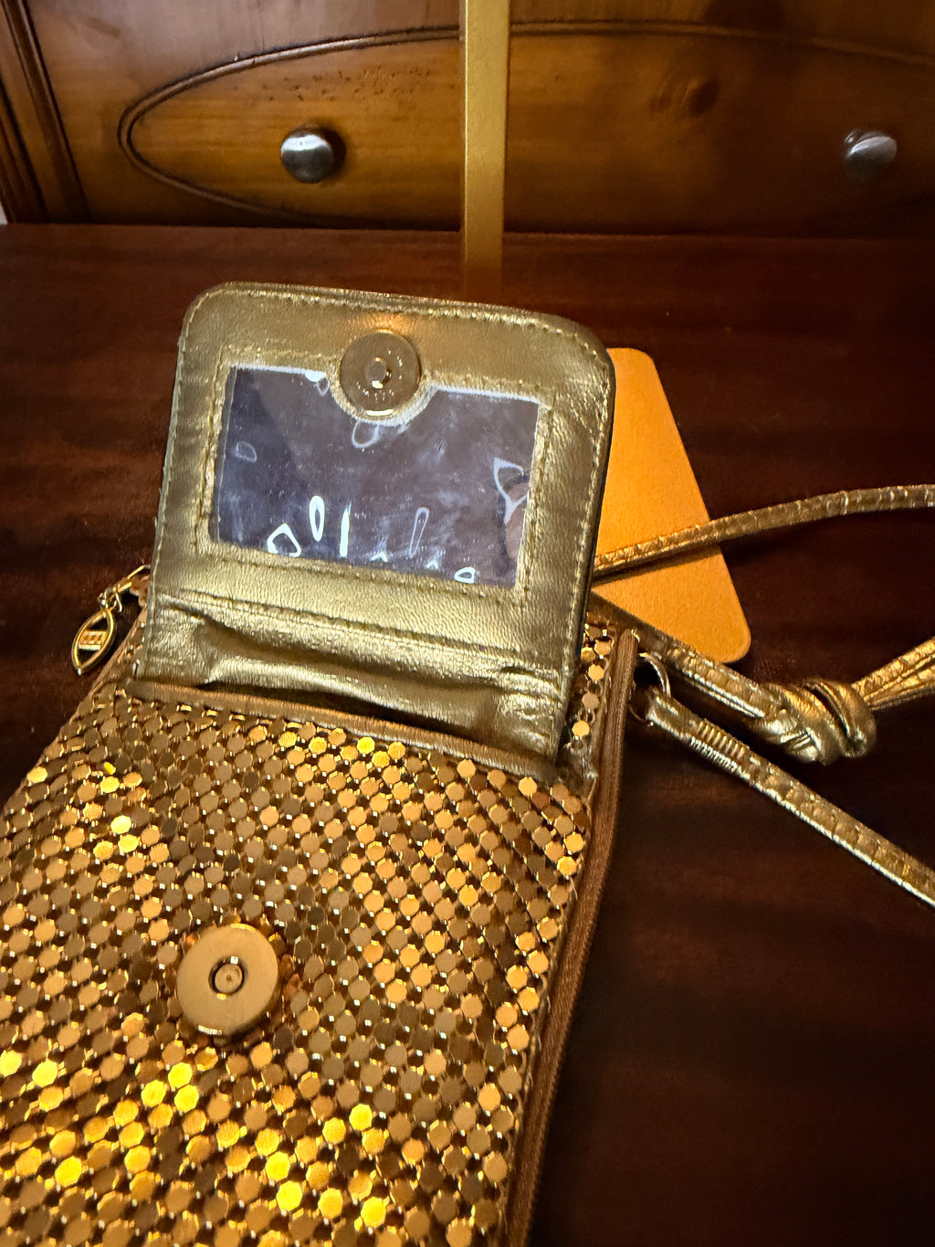Gold Mesh Crossbody Bag
