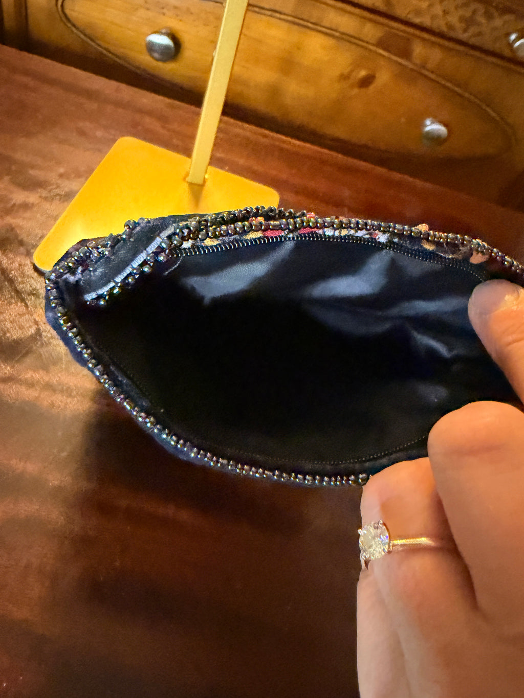 Handmade Black Velvet Floral Beaded Boho Shoulder Bag with Fringe