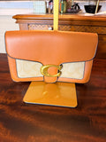 Authentic Coach Tabby Shoulder Bag Orange Leather Signature Canvas Brass Hardware No Strap
