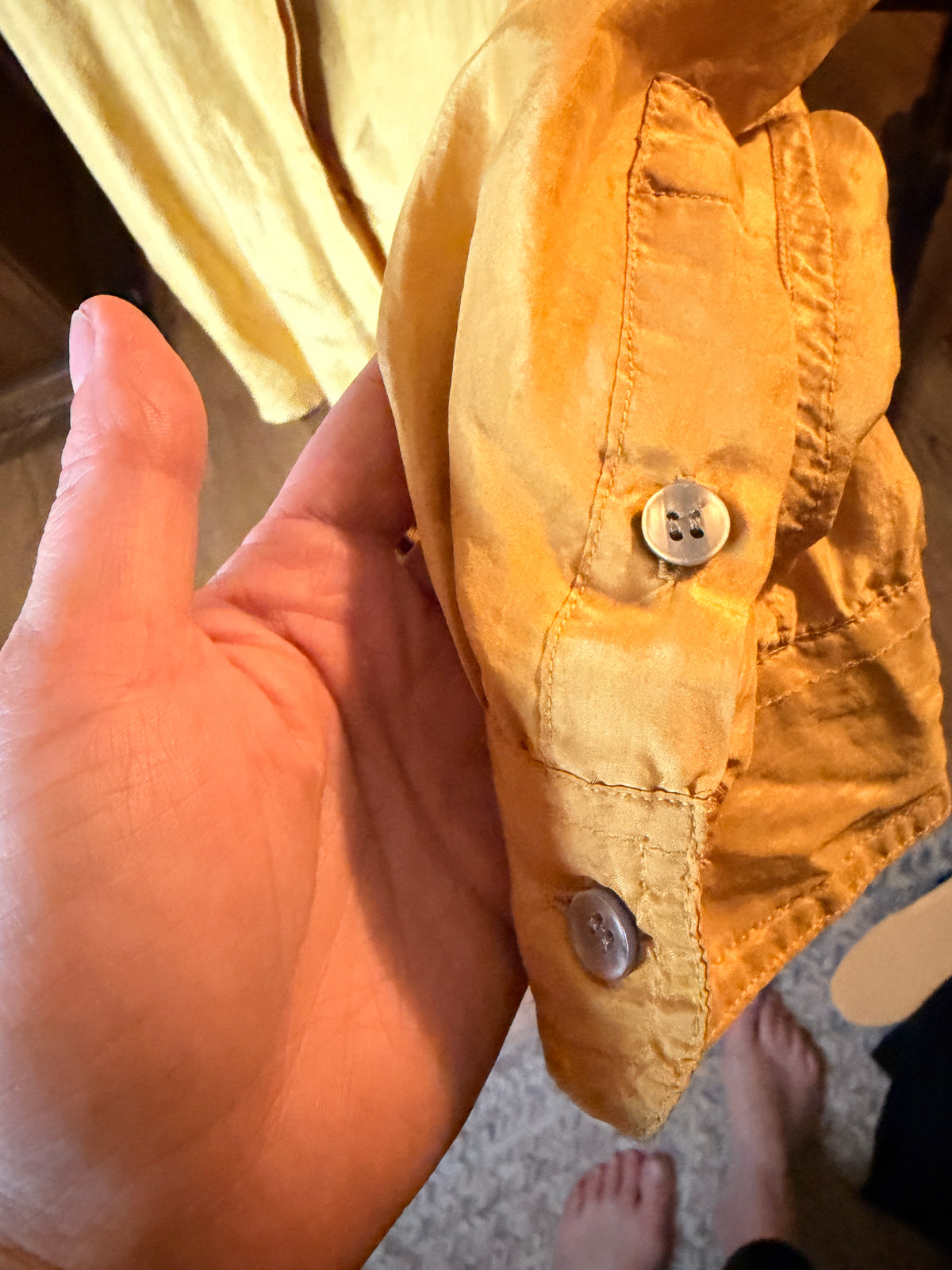 Vintage New York Studio 100% Silk Yellow Button Front Blouse Women's Large Minimalist Office Shirt