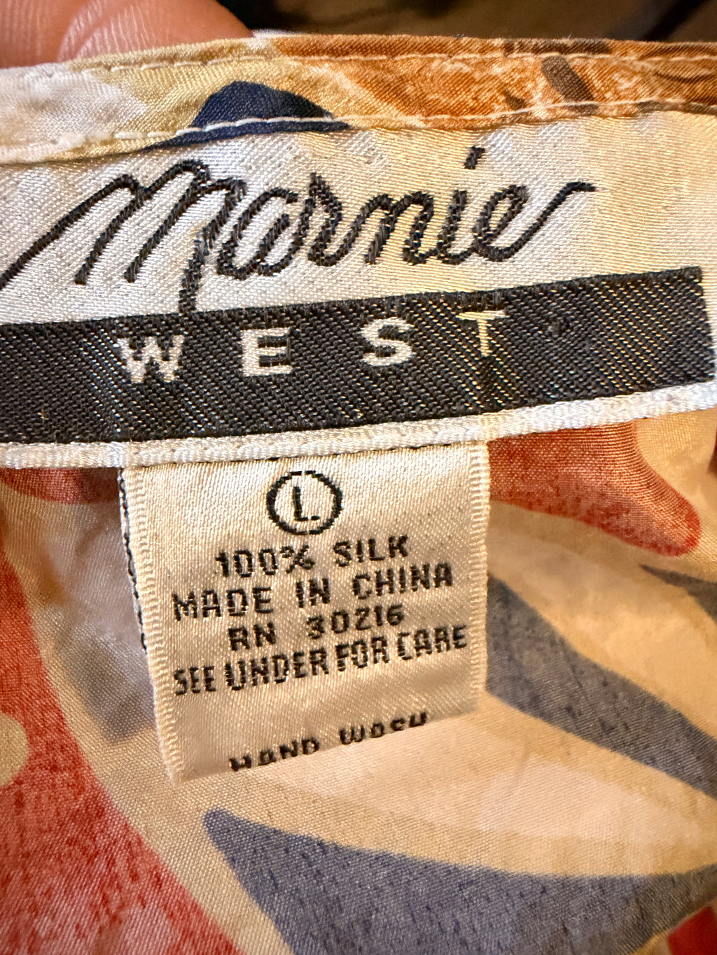 Vintage Marnie West 100% Silk Sleeveless Abstract Tank Top Women's Large