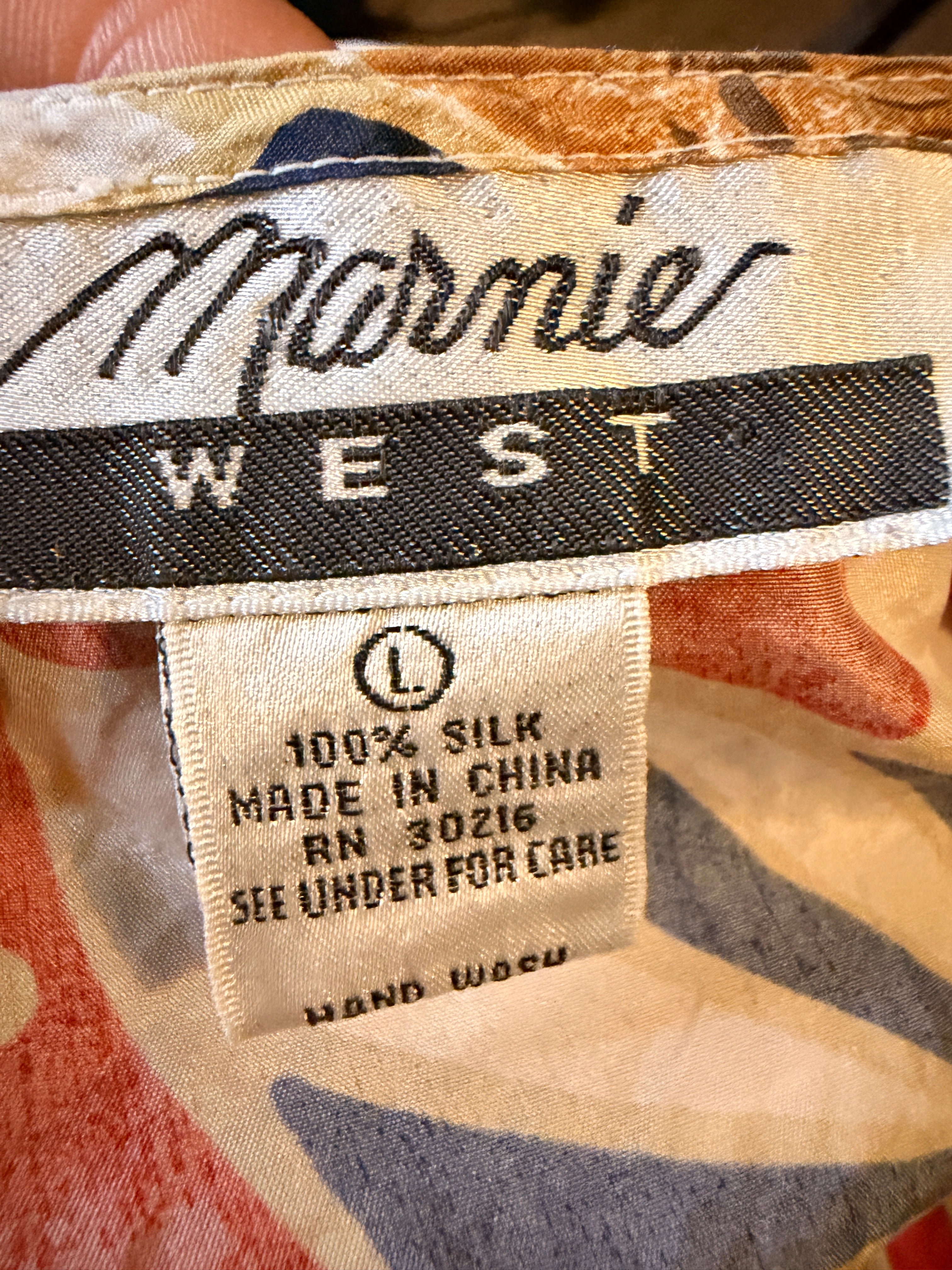 Vintage Marnie West 100% Silk Sleeveless Abstract Tank Top Women's Large