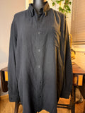 Vintage Sette Ponti 100% Silk Black Textured Button Up Shirt Mens XL Long Sleeve Crinkle Silk Minimalist Dress Shirt