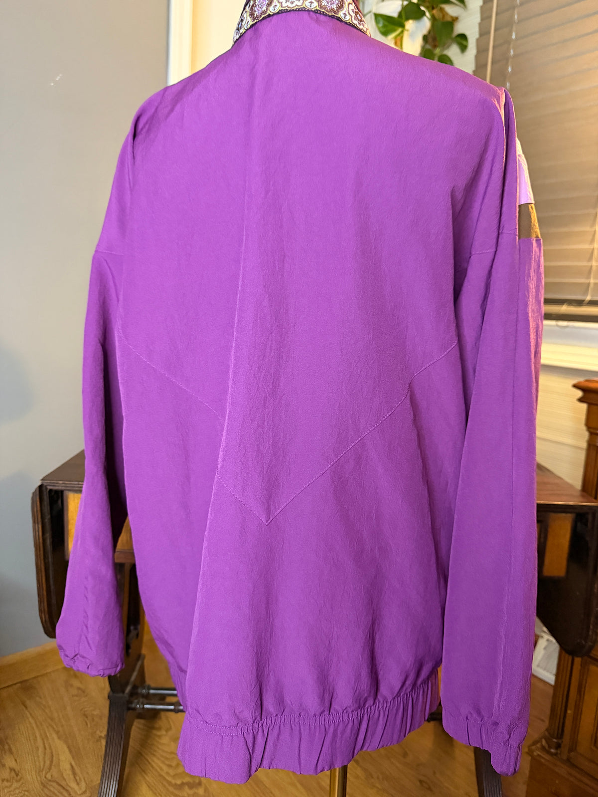 Vintage Blair Purple Colorblock Zip Jacket Geometric Retro Windbreaker Women's Medium (missing zipper pull)