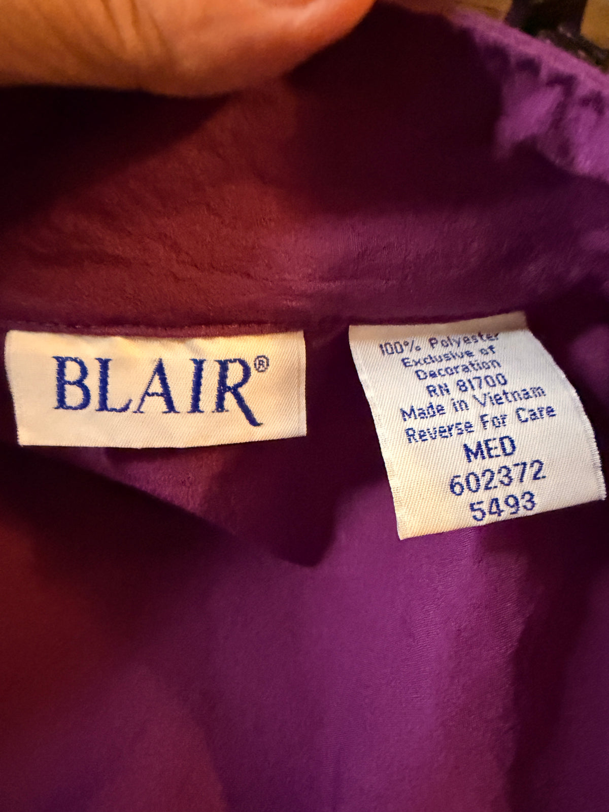 Vintage Blair Purple Colorblock Zip Jacket Geometric Retro Windbreaker Women's Medium (missing zipper pull)