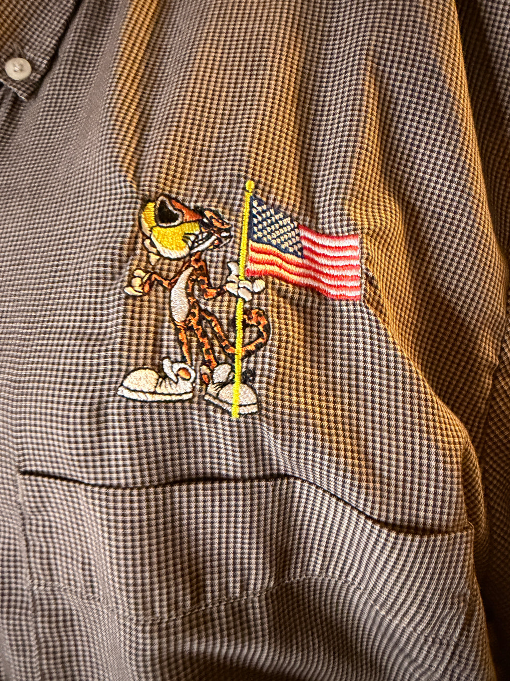 Vintage WearGuard Men's Work Shirt Gray Mini Check Chester Cheetah Style Embroidered Button Up XL