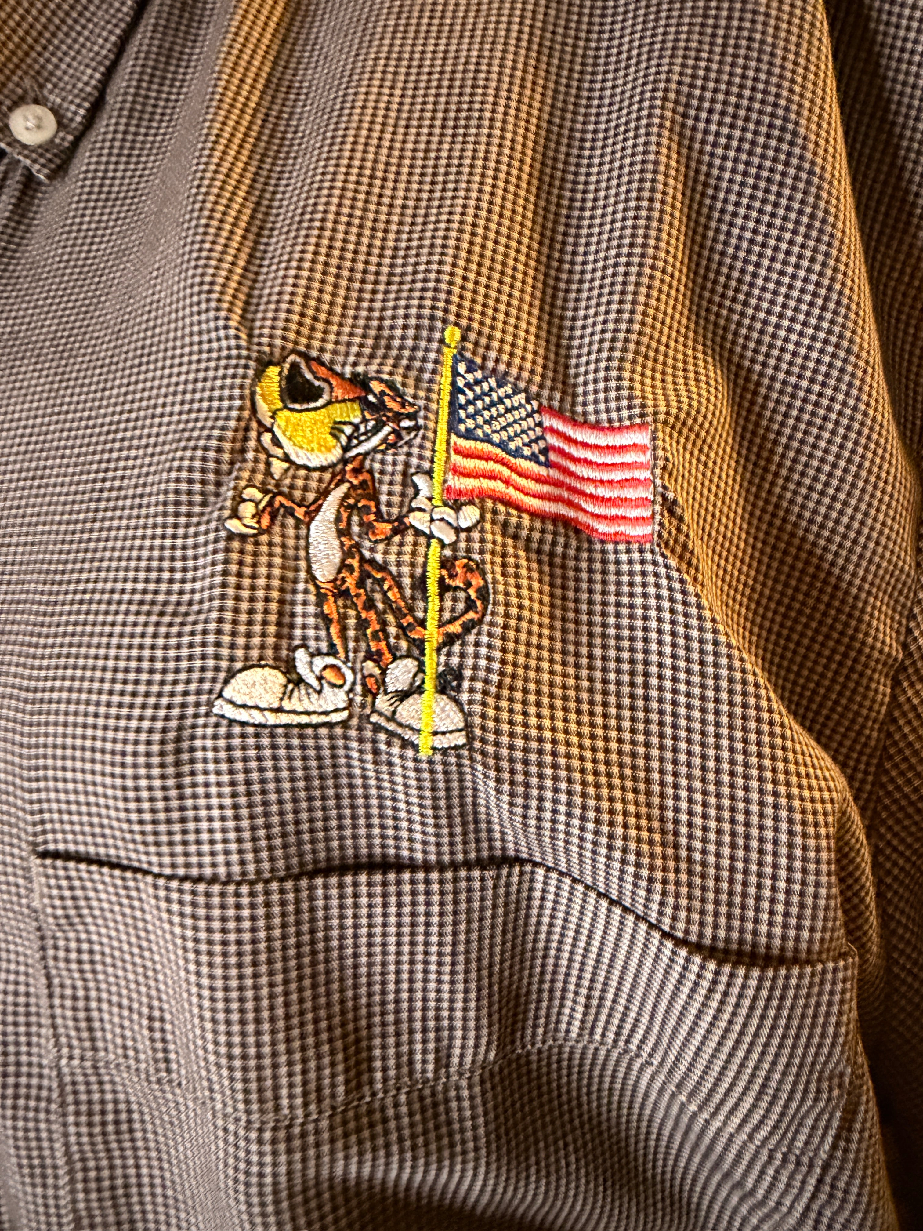 Vintage WearGuard Men's Work Shirt Gray Mini Check Chester Cheetah Style Embroidered Button Up XL