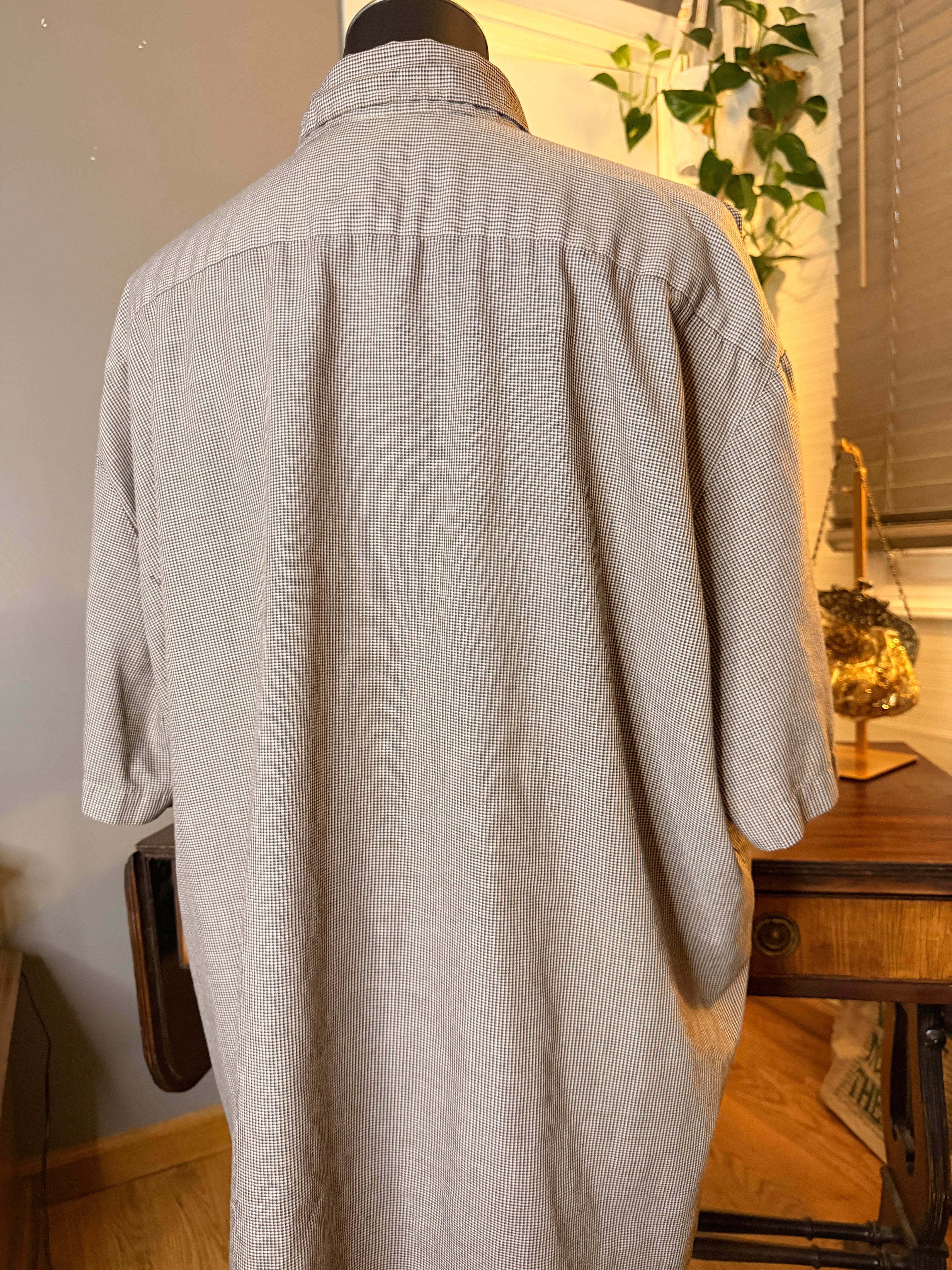 Vintage WearGuard Men's Work Shirt Gray Mini Check Chester Cheetah Style Embroidered Button Up XL