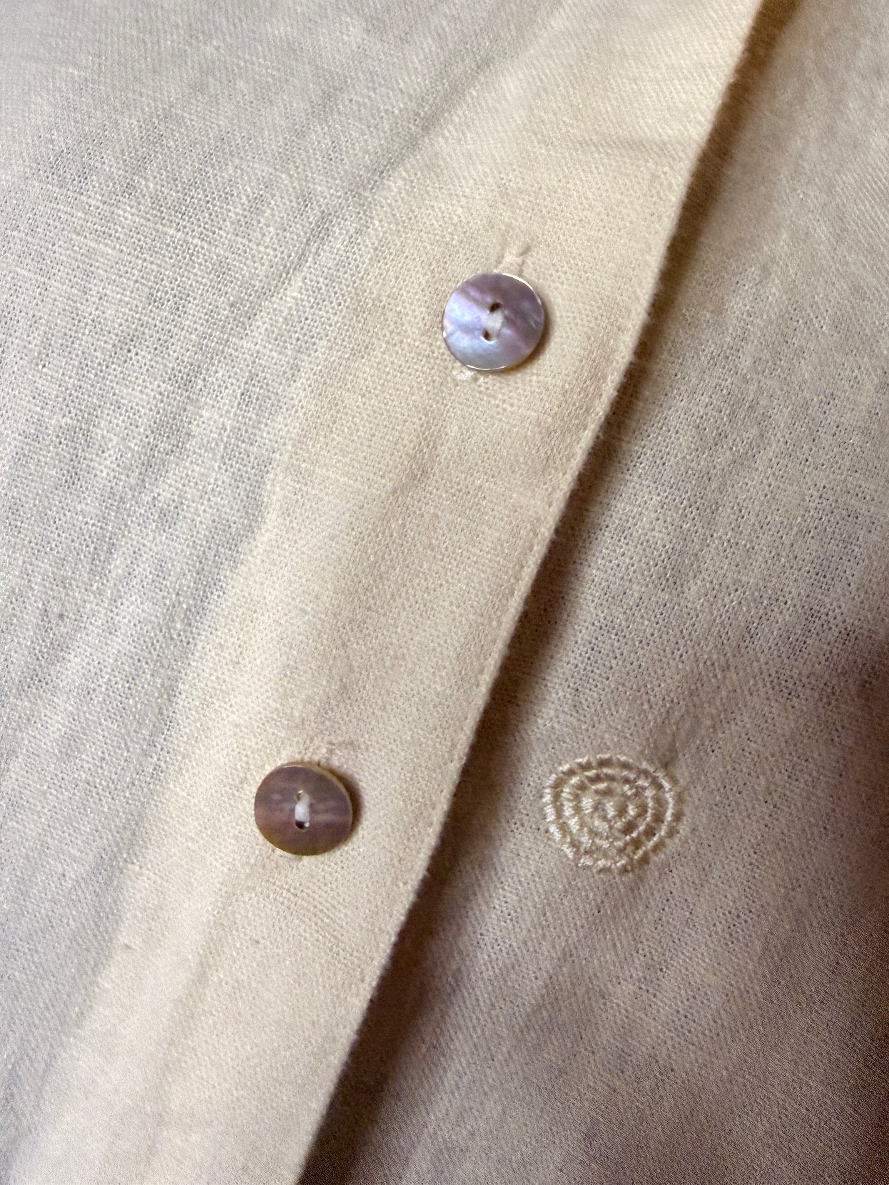 Vintage Yes St Clair Petites Linen Blend Embroidered Button Front Blouse Ivory 10P