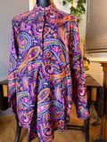 Lauren Ralph Lauren Paisley Blouse Large Purple Pink Button Front Long Sleeve Women's Top