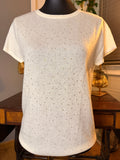Cashmere Crystal Studded Sweater Medium Ivory Short Sleeve NWT Luxury Knit