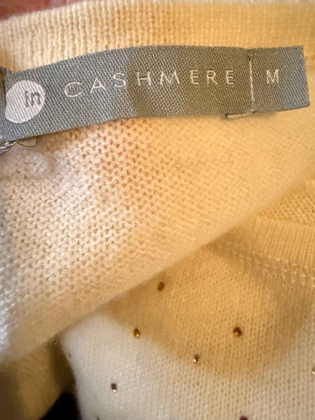Cashmere Crystal Studded Sweater Medium Ivory Short Sleeve NWT Luxury Knit