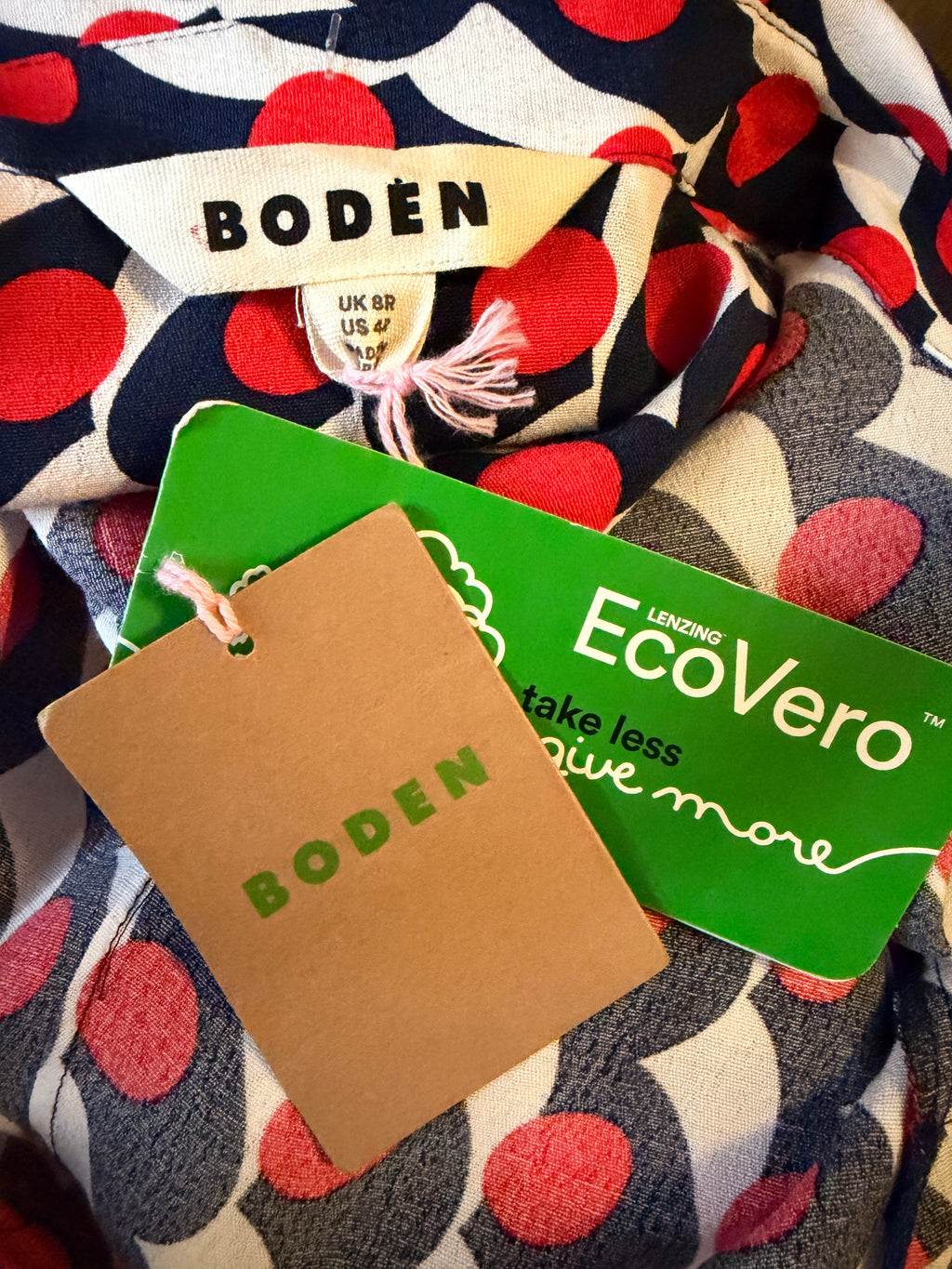 Boden Shirt Dress US 4 Geometric Print Belted Midi Dress NWT EcoVero