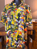 Vintage Bayou Wear New Orleans Cultural Clothing Rayon Festival Shirt Men's Large Scenic Novelty Button Up Made USA
