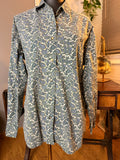 Vintage Red Rover Paisley Button Up Shirt Medium Blue Green Cotton Western