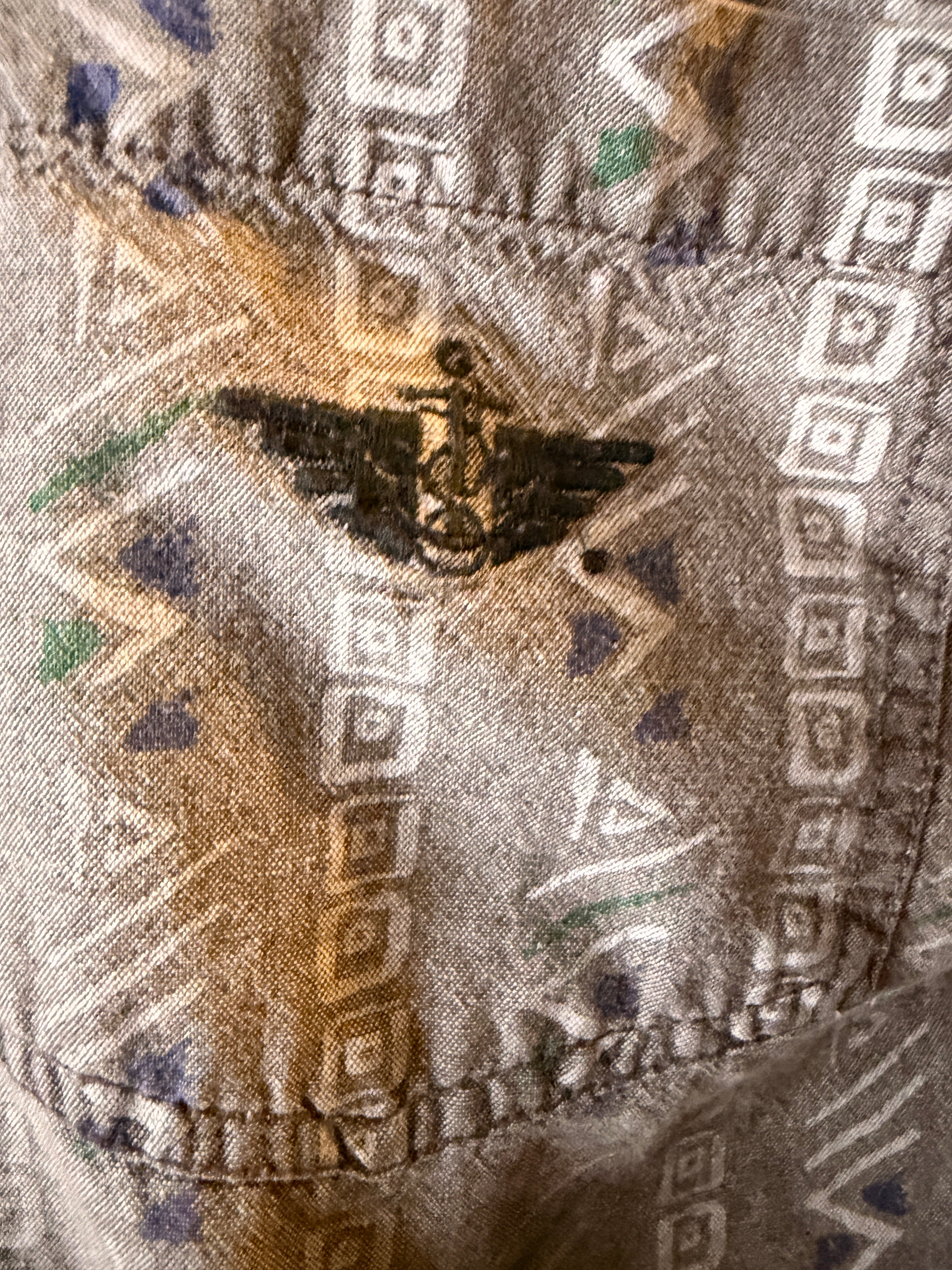 Vintage Dockers Sweet 1985 Geometric Button Up Shirt XL Gray Southwestern Print Made in Hong Kong Cotton Men's 90s Casual Shirt