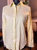 Ann Taylor 100% Linen Button Front Shirt Size 2 Pale Yellow Long Sleeve Lightweight Women’s Blouse