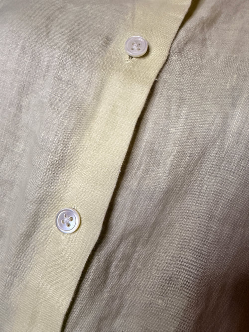 Ann Taylor 100% Linen Button Front Shirt Size 2 Pale Yellow Long Sleeve Lightweight Women’s Blouse