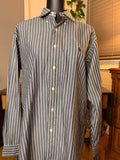 Vintage Ralph Lauren Yarmouth Pinpoint Oxford Shirt 15.5-34 Gray White Stripe Button Down