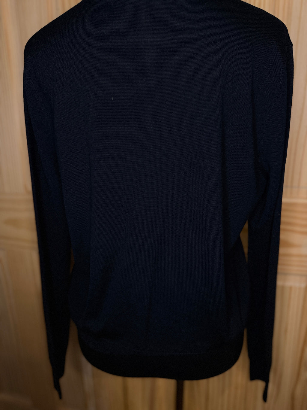 Tory Burch Black Merino Wool Cardigan Sweater Gold Logo Button V-Neck Women's Size S