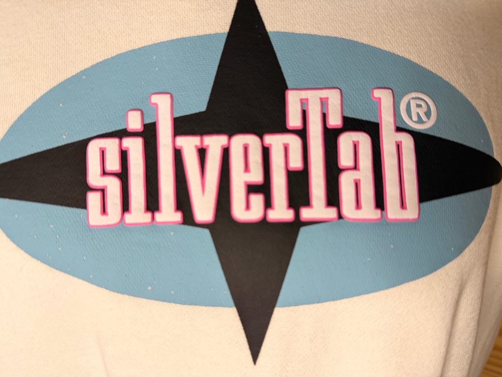 SilverTab White Graphic Crewneck Sweatshirt Oversized Casual Pullover