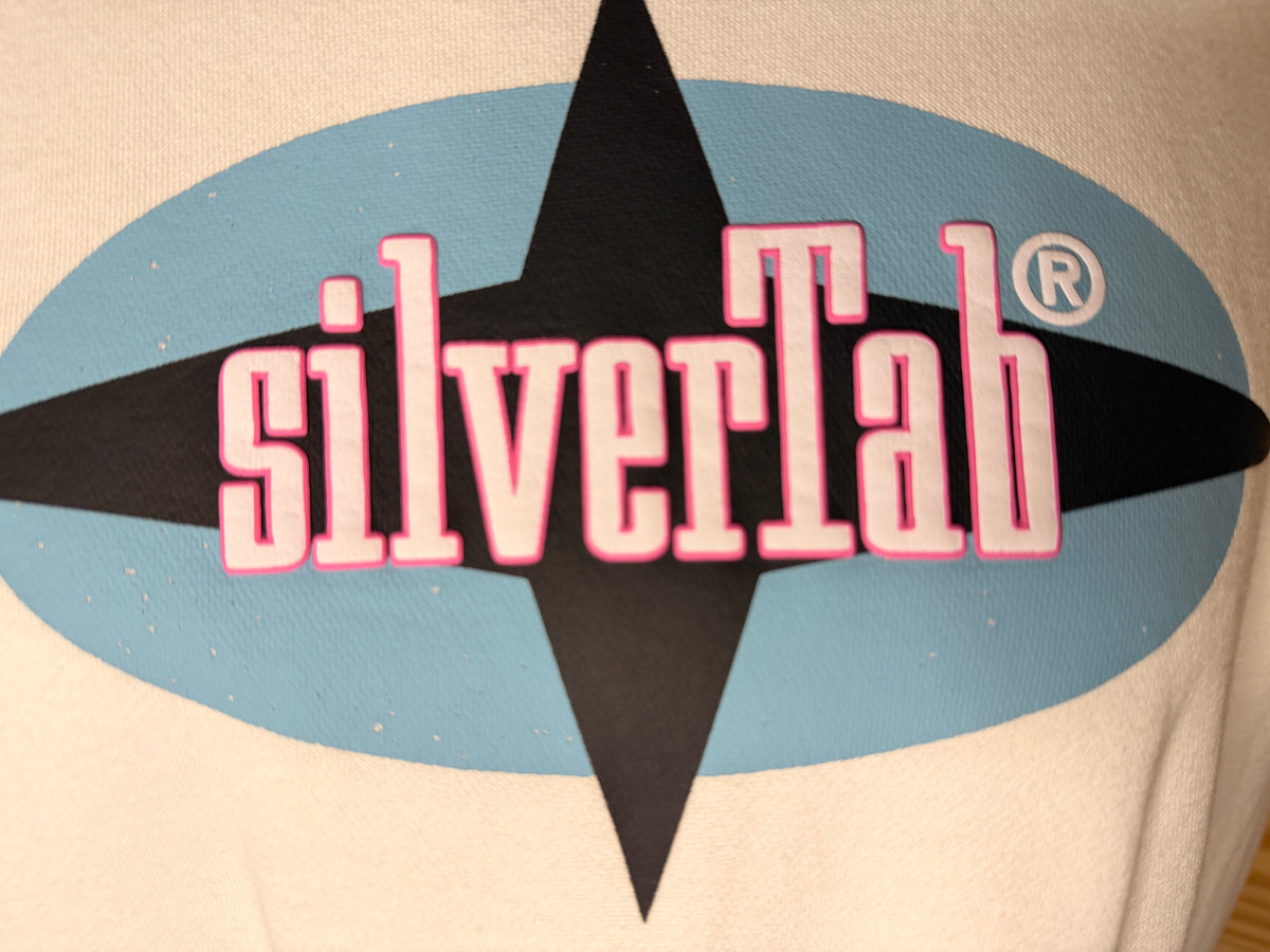 SilverTab White Graphic Crewneck Sweatshirt Oversized Casual Pullover