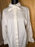 Pendleton White Tie Neck Cotton Blouse Women's Size 14 Secretary Bow Top