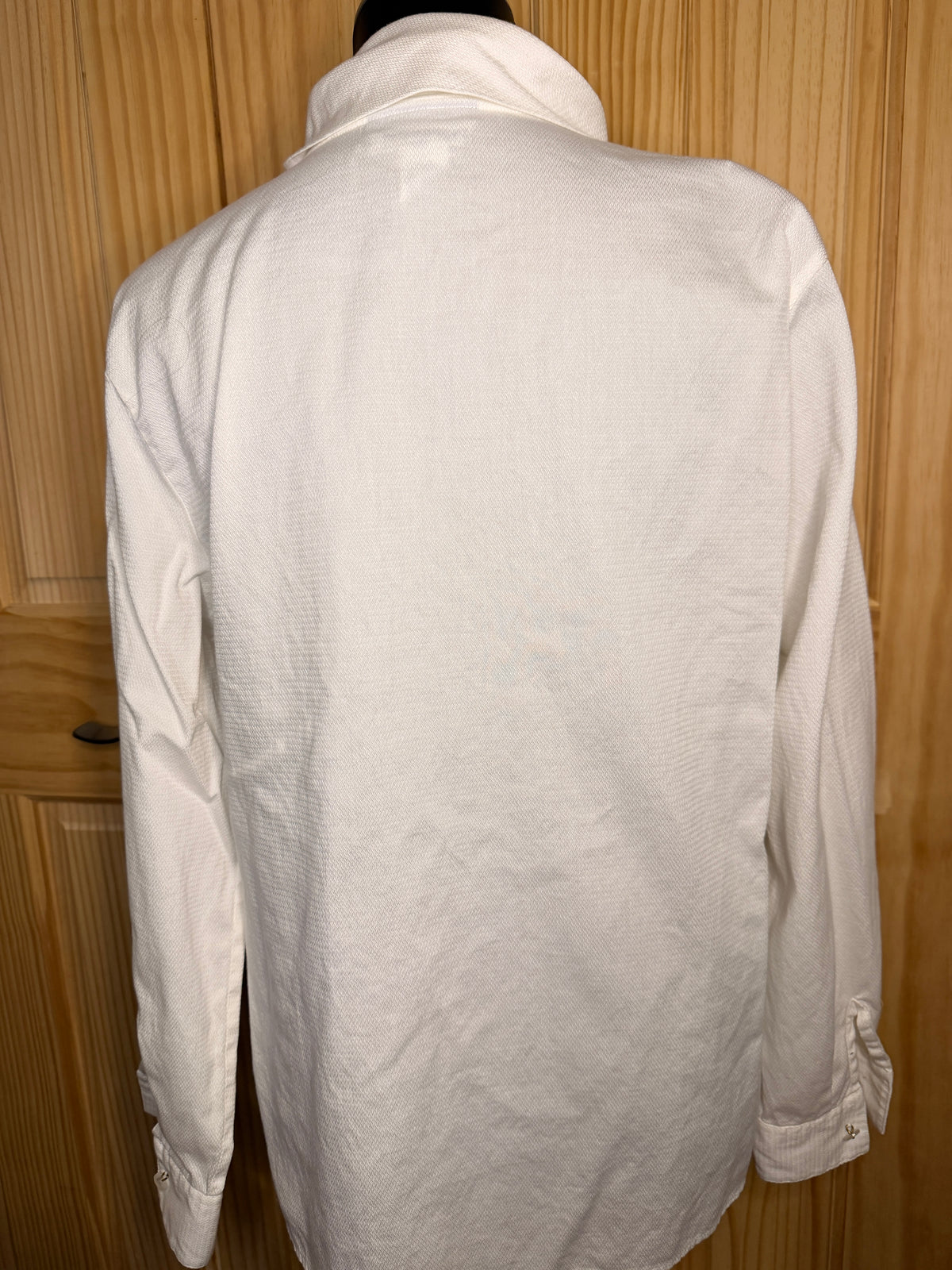 Pendleton White Tie Neck Cotton Blouse Women's Size 14 Secretary Bow Top