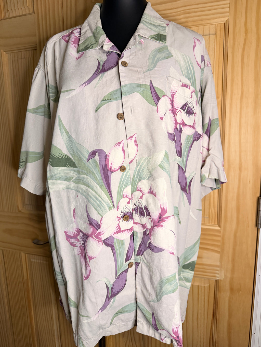 Tommy Bahama Floral Silk Camp Shirt Women's XL Tropical Button Front Blouse