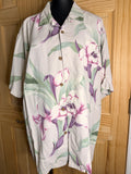 Tommy Bahama Floral Silk Camp Shirt Women's XL Tropical Button Front Blouse