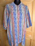 Riscatto 100% Silk Plaid Button Up Shirt Men's Large Blue Red Short Sleeve