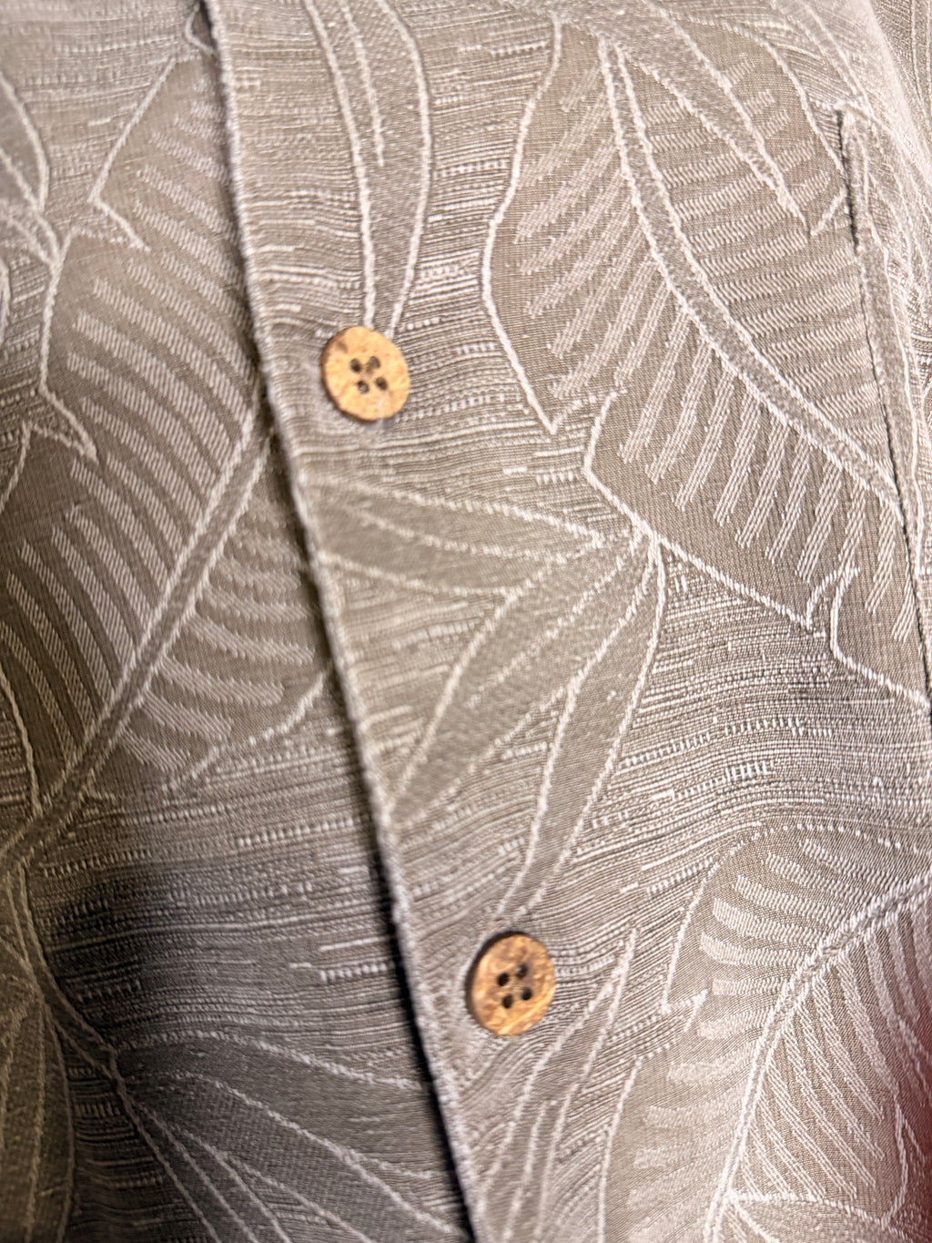 Island Shores Washable Silk Hawaiian Camp Shirt Men's XXL Taupe Tropical Button Up