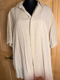 Claiborne Silk Short Sleeve Button Up Shirt Men's XL Beige Textured Camp Shirt