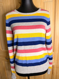 C&C California Women's Rainbow Stripe 100% Cashmere Crewneck Sweater Medium