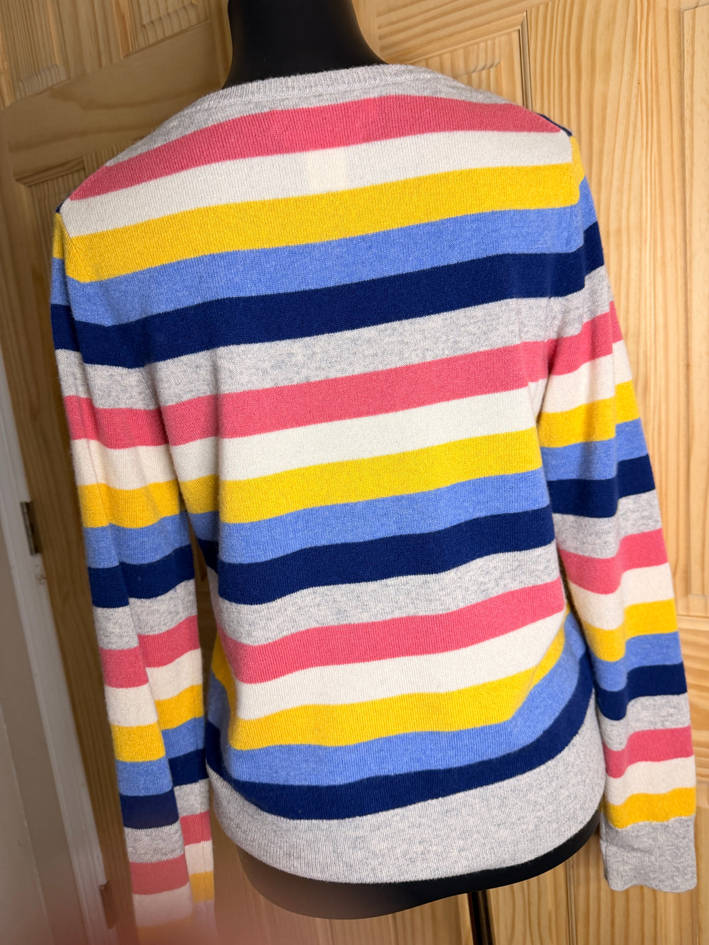 C&C California Women's Rainbow Stripe 100% Cashmere Crewneck Sweater Medium