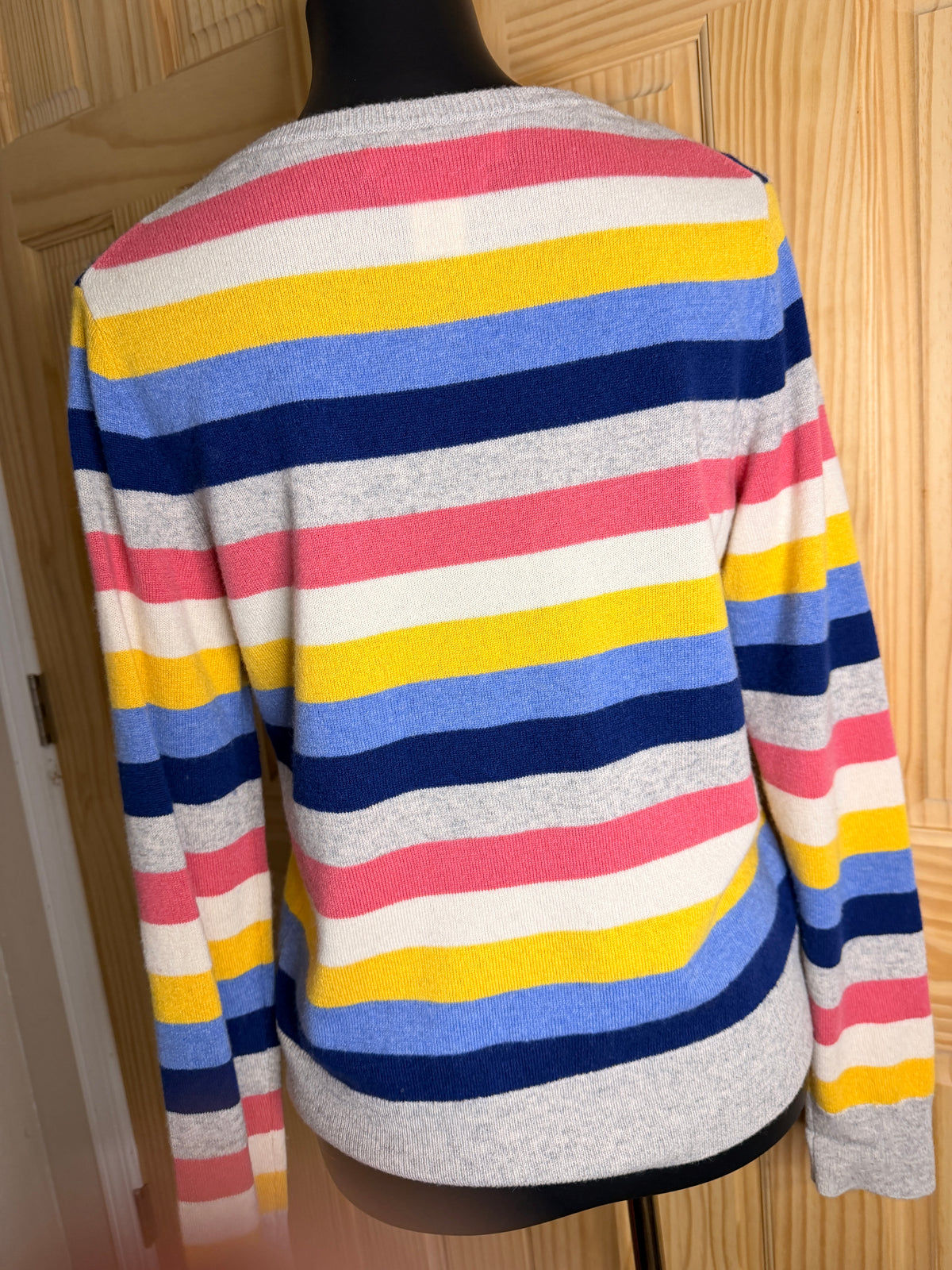 C&C California Women's Rainbow Stripe 100% Cashmere Crewneck Sweater Medium