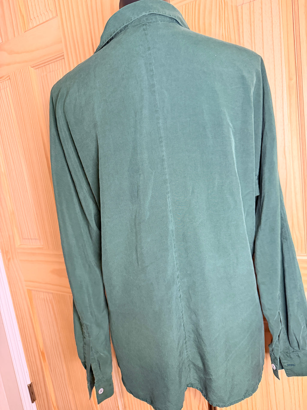 Rafaella Women's Green 100% Silk Button Front Blouse Size 14