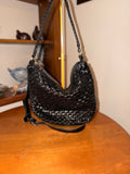 Patricia Nash Black Woven Leather Shoulder Crossbody Purse