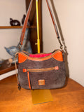 Dooney and Bourke Brown Lizard Embossed Leather Shoulder Bag