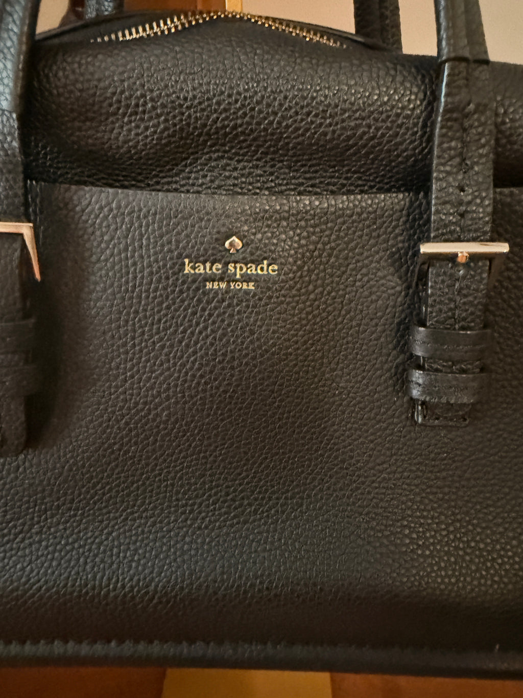 Kate Spade New York Black Pebbled Leather Satchel Crossbody Bag (see condition)