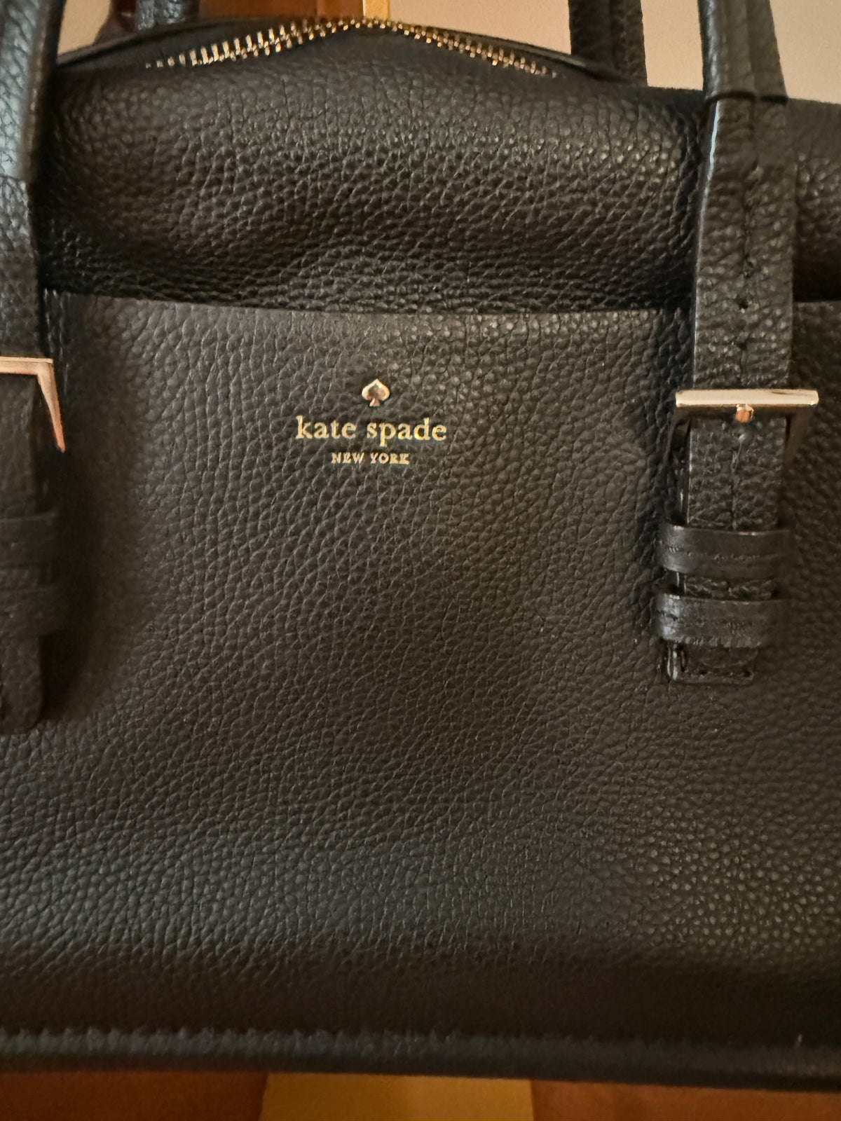 Kate Spade New York Black Pebbled Leather Satchel Crossbody Bag (see condition)