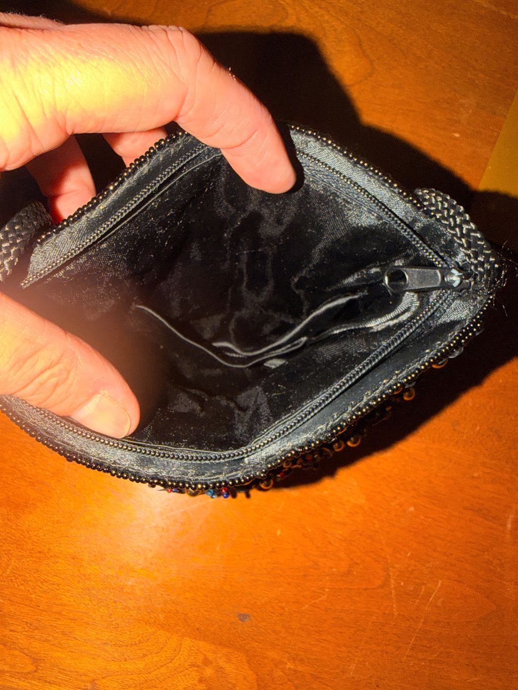 Vintage Black Hand Beaded Sequin Evening Bag Purse