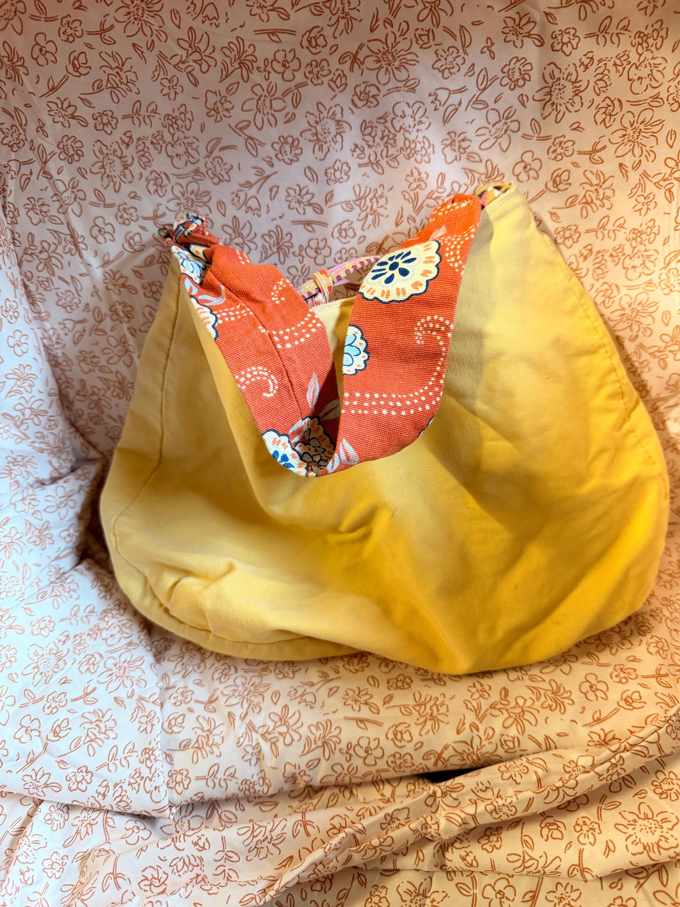 Mustard Yellow Hobo Bag Boho Purse Fabric Shoulder Bag Retro Handbag